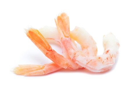 three shrimps on white backgroundの写真素材