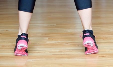 close up of woman legs at gym