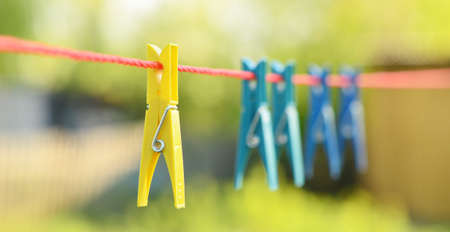 close up of clothes pegs の写真素材
