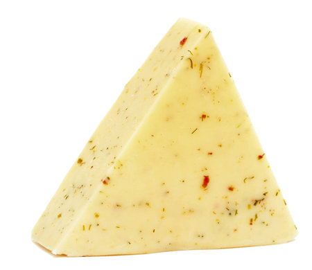 Cheese with herbs isolated on a white backgroundの写真素材