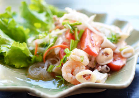 close up of seafood salad