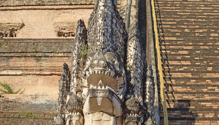Wat Chedi Luang in Chiang Mai, Thailand.の写真素材