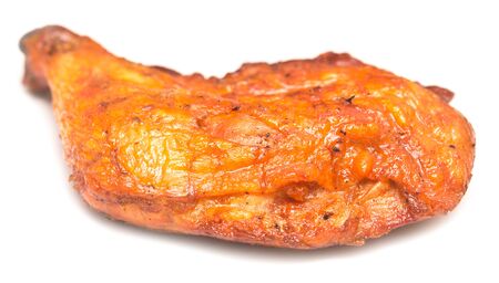 grilled chicken leg isolated on white backgroundの写真素材