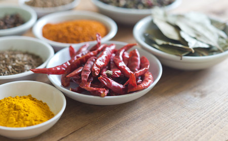 spices on a wooden table