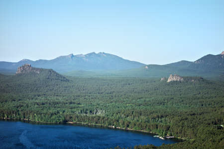 rock "sleeping warrior" in national park Borovoe (Burabai), Kazakhstanの写真素材