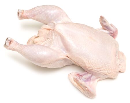 raw chicken isolated on white backgroundの写真素材