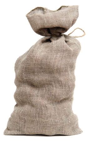 full burlap sack isolated on white background