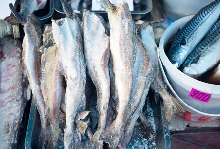 frozen and salt fish at a market