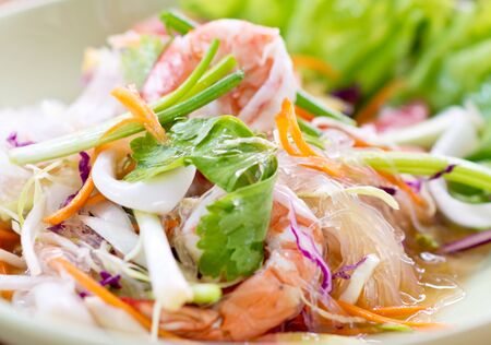 glass noodle salad with shrimps and squids