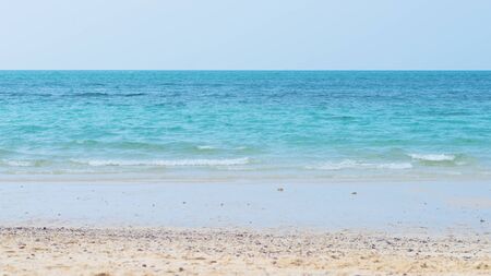 view of blue sea with sky and sand. Seascapeの写真素材
