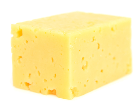 cheese cube isolated on white backgroundの写真素材