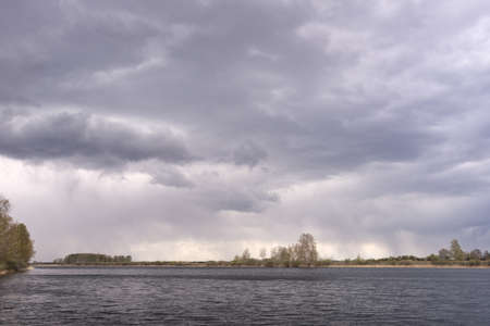 bad weather over lakeの写真素材