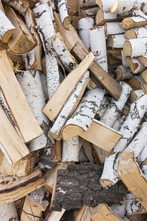pile of a birch firewood