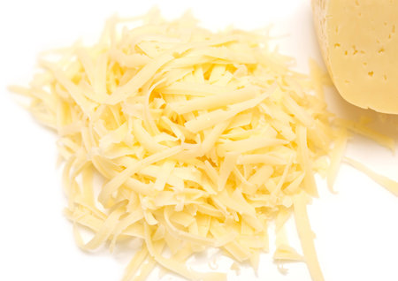 grated cheese isolated on white background