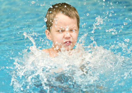 boy in the swimming pool