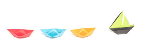 origami boats isolated on white background