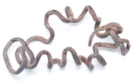 old leather cord isolated on white background