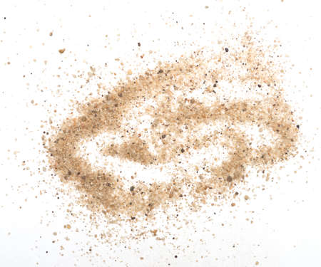 pile of sand isolated on white backgroundの写真素材