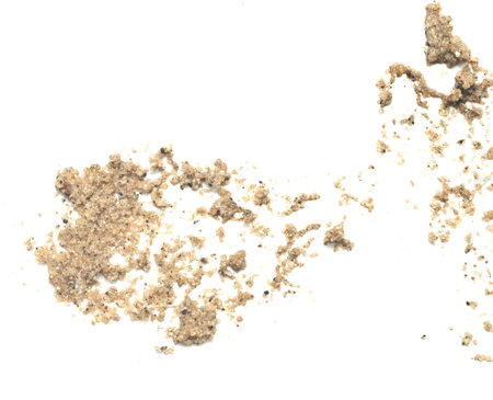 wet sand isolated on white backgroundの写真素材