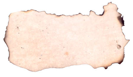 old paper with burnt edges isolated on white background