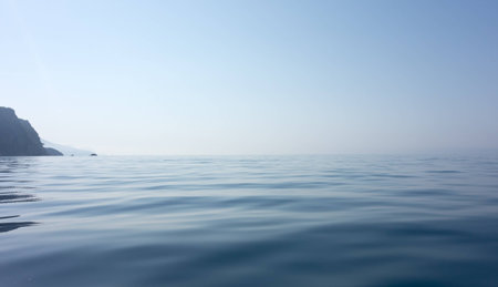 blurred sea and blue skyの写真素材