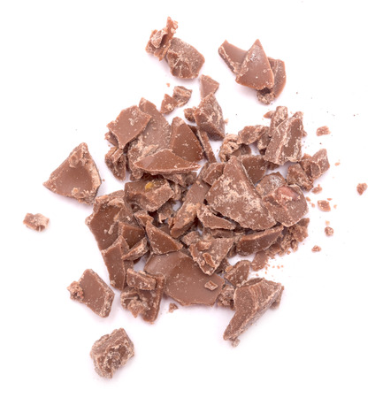 Pieces of chocolate isolated on white backgroundの写真素材