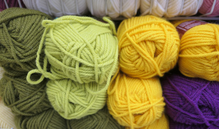 Close up shot of wool yarn balls