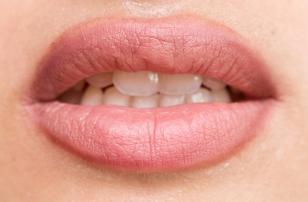Close up shot of  natural woman lipsの写真素材
