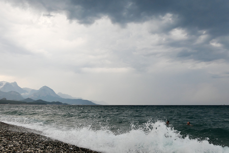 Stormy weather on a beachの写真素材