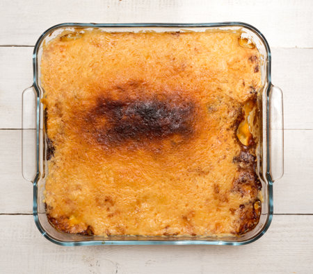 Top view of cooked lasagna