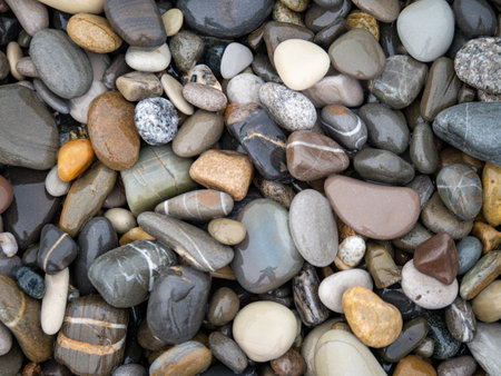 Sea stones. Smooth pebble backgroundの写真素材