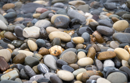 Sea stones. Smooth pebble backgroundの写真素材