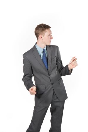crazy businessman dancingの写真素材