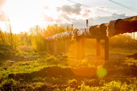 industrial landscape at sunsetの写真素材