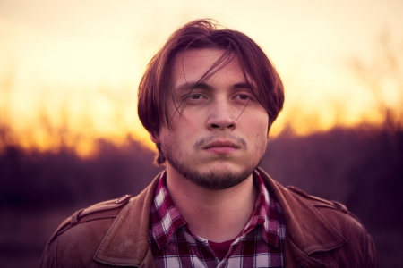 Vintage stylized of young male model の写真素材