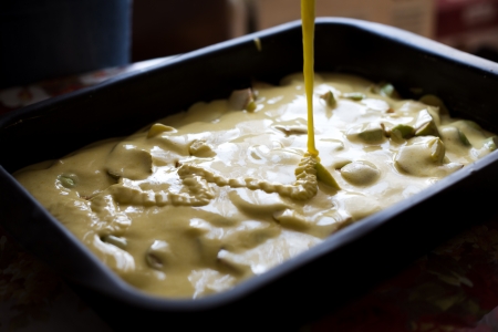 Getting apple pie ready for the ovenの写真素材