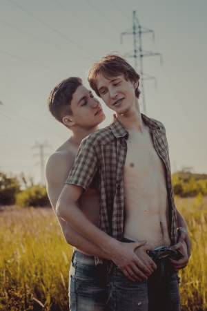 Loving gay coupleの写真素材