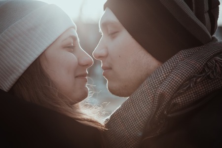 Profile view of an attractive coupleの写真素材