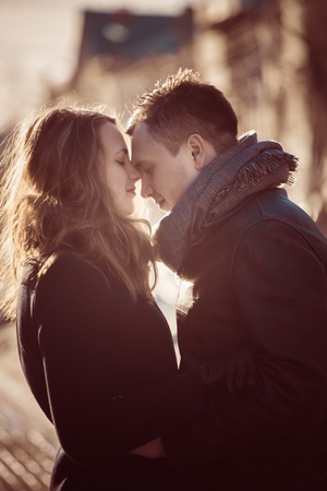 Profile view of an attractive coupleの写真素材