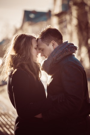 Profile view of an attractive coupleの写真素材