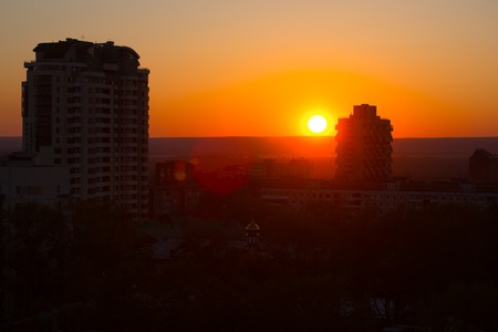 Colorful of city sunsetの写真素材