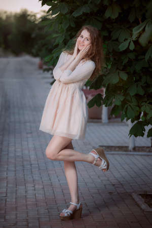 Fashion shot of woman in doll style.の写真素材