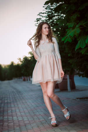 Fashion shot of woman in doll style.の写真素材