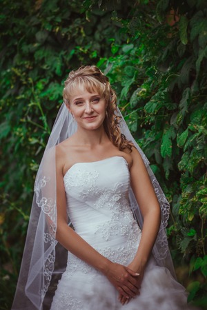 Portrait of a beautiful smiling brideの写真素材