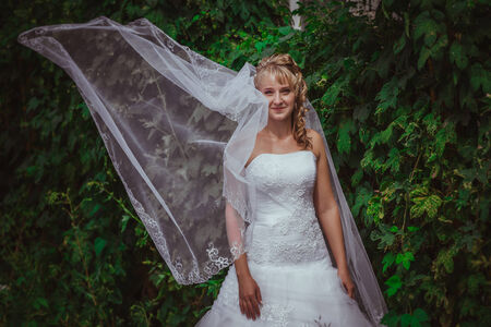 Portrait of a beautiful smiling brideの写真素材