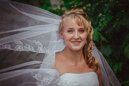 Portrait of a beautiful smiling brideの写真素材