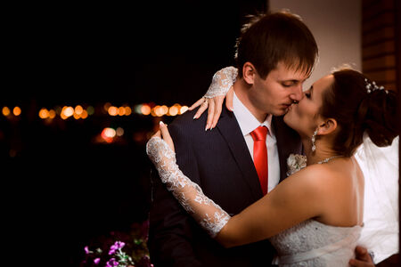 groom and bride at  nightの写真素材