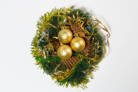 Christmas wreath isolated on white  backgroundの写真素材