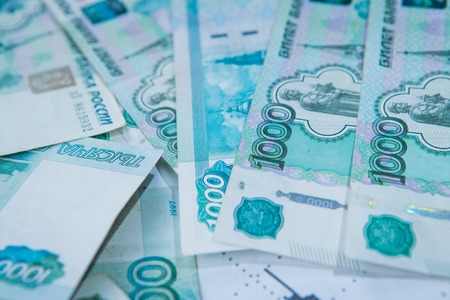 Crisis in Russia.  Russian Roubles courseの写真素材