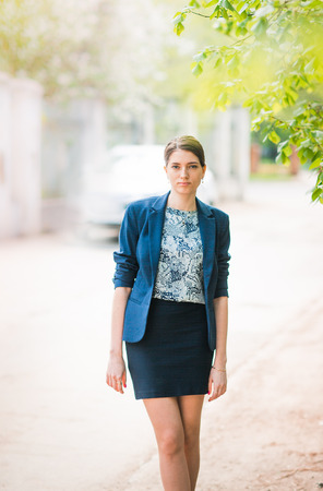 Portrait of beautiful young woman at  outdoorsの写真素材